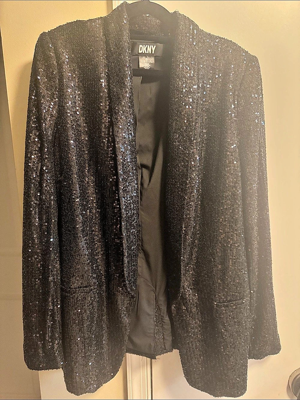 DKNY Sequin Blazer in Black Size 12 Like New
